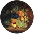 Grapes, Pears, Apples, Redcurrants And Pineapples In A Wicker Basket, On A Table - (after) Eloise Harriet Stannard