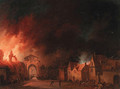 A view of a village on fire - (after) Egbert Van Der Poel