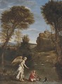 An Italianate landscape with Tobias and the Angel - (after) Domenichino (Domenico Zampieri)