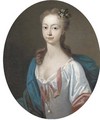 Portrait of a lady in a white dress and blue cape, feigned oval - (after) Bartholomew Dandridge