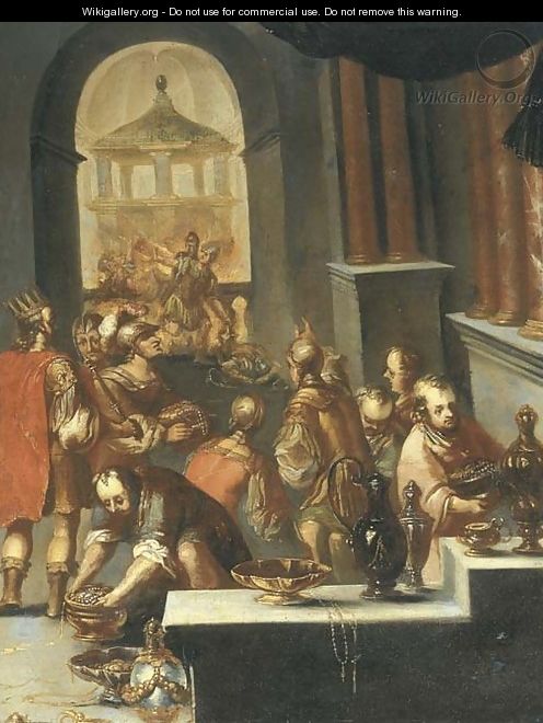 The sack of a Temple - (after) Bartholomeus Spranger