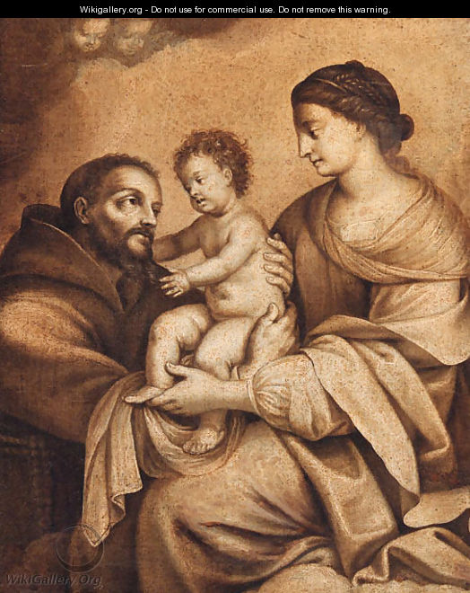 The Madonna and Child with Saint Francis - en grisaille - (after) Carlo Maratta Or Maratti
