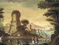 An Italianate landscape with fishermen before a town - (after) Carlo Bonavia