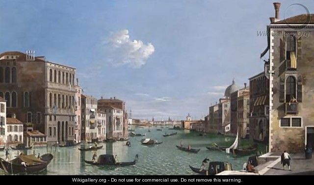 The Grand Canal looking East from the Campo di San Vio with gondolas and a view of Doge