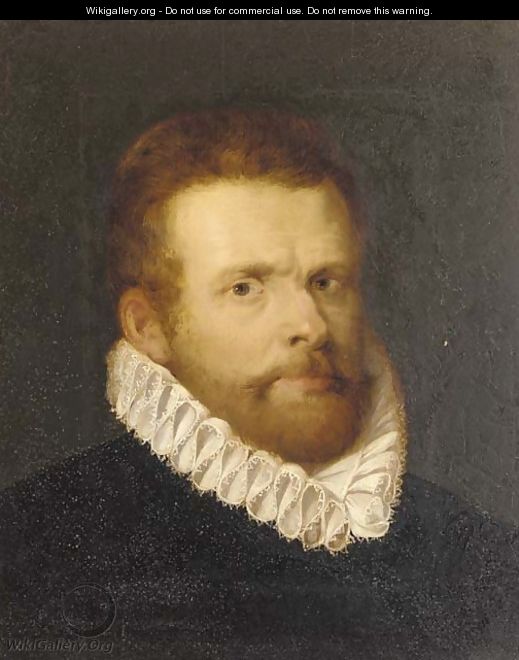 Portrait of a gentleman, bust-length, in a black doublet and a ruff - (after) Cornelis De Vos