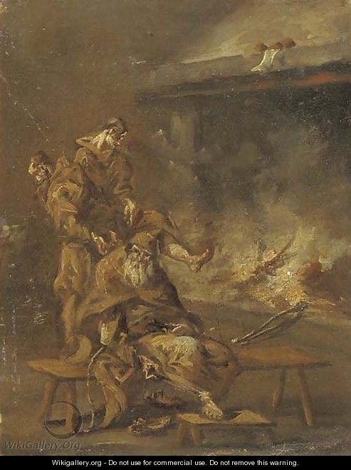 Capuchin friars by a fire - (after) Alessandro Magnasco