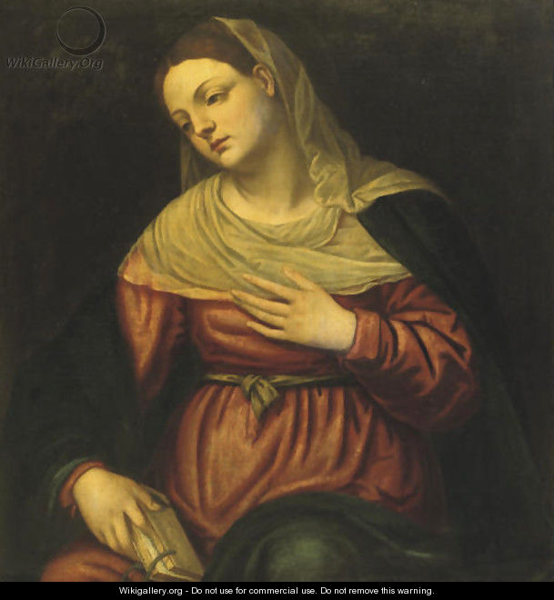 The Virgin contemplating with a book in her hand - (after) Alessandro Bonvicino (Moretto Da Brescia)