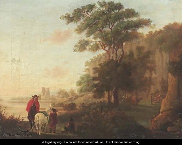 Horseman in an Italianate landscape - (after) Aelbert Cuyp