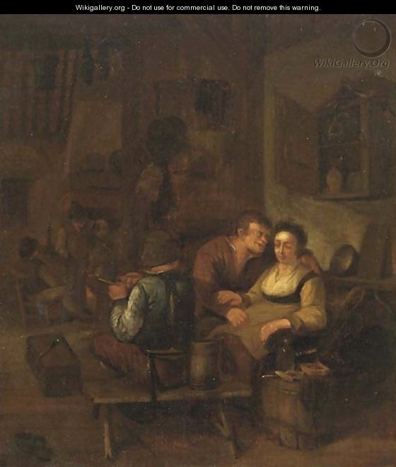 Peasants merry making in an interior - (after) Adriaen Jansz. Van Ostade