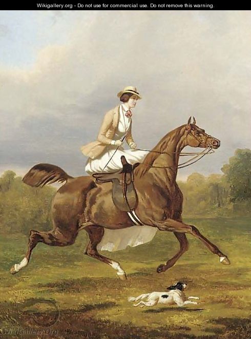 A lady riding side saddle - (after) Alfred Dedreux