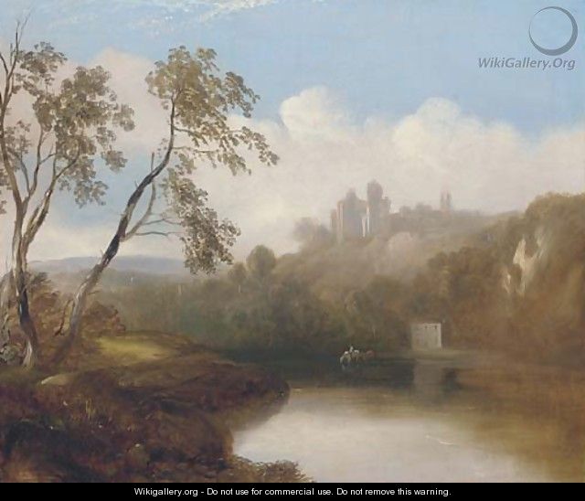 A castle in a river landscape - (after) Alexander Nasmyth