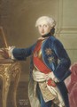 Portrait of King Charles III of Spain (1716-88), three-quarter-length, in a blue velvet coat, with the Order of the Golden Fleece, standing by a table - (after) Mengs, Anton Raphael
