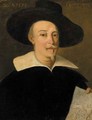 Portrait of a gentleman, half-length, wearing a hat, holding a drawing - (after) Anthonis Mor Van Dashorst