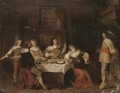 Elegant company eating and merrymaking in an interior - (after) Anthonie Palamedesz. (Stevaerts, Stevens)