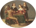 Elegant company playing tric-trac in an interior - (after) Anthonie Palamedesz. (Stevaerts, Stevens)