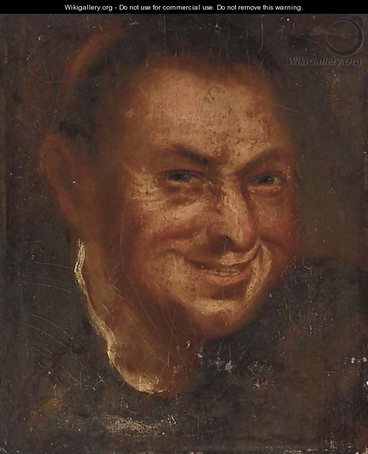 A laughing man, head-and-shoulders - (after) Annibale Carracci