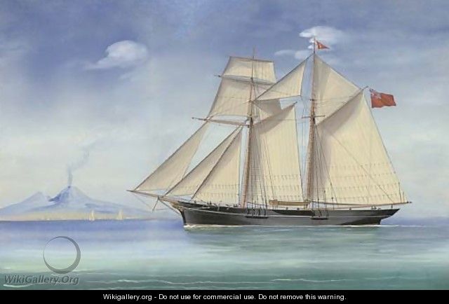 A topsail schooner of the Royal Tay Yacht Club in the Bay of Naples - (after) Antonio De Simone