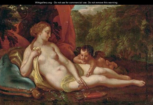Venus and Cupid in a landscape - (after) Antonio Bellucci