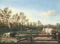Cattle in an enclosed pasture - Dutch School