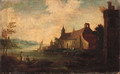 Peasants by a Church beside a River - Dutch School
