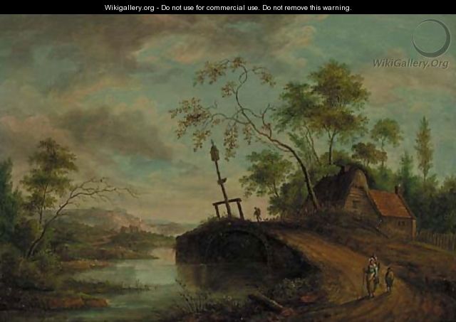 Travellers On A Track In A River Landscape - Dutch School