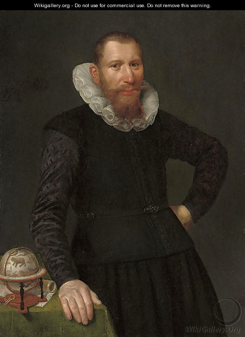 Portrait of a gentleman, possibly the cartographer Willem Janz Blaeu (Uitgeest or Alkmaar 1571-1638 Amsterdam) - Dutch School