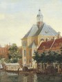 A view of the Wittenburgergracht with the Oosterkerk, Amsterdam - Dutch School