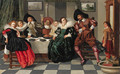 Elegant company at table in an interior - Dirck Hals