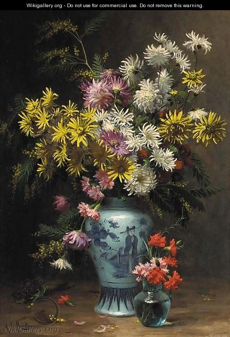 Floral arrangement in an oriental vase - Desire Alfred Magne