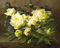 Still life with yellow roses and forget-me-nots - Desire de Keghel
