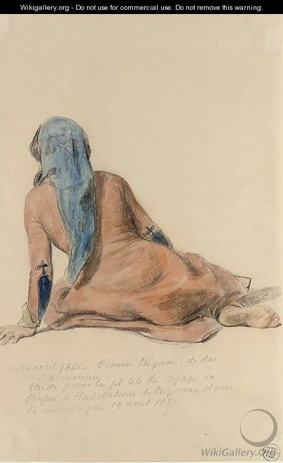 A gipsy woman, seated, seen from behind - Auguste Raffet