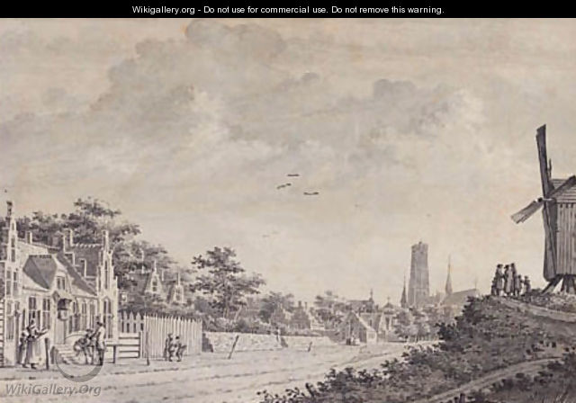 A view in Malines with the Church of Saint Rombouts - Theodor (Dirk) Verrijk