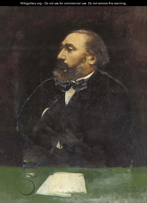 Portrait of Leon Gambetta (1838-1882), half-length, in a black jacket and white shirt, at a writing desk - Dorothy Tennant