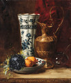 A bowl of oranges and violets with a ewer and a vase - Dominique-Hubert Rozier
