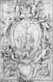The Crucifixion in a cartouche, surrounded by putti bearing symbols of the Passion design for a frontispiece - Domenico Piola