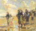 Fisherfolk on the beach - Dutch School