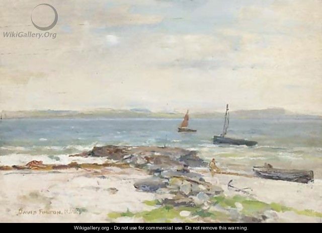 Vessels Off The Shore In A Stiff Breeze - David Fulton