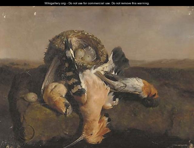 Hoopoes and a nest - David Emil Joseph de Noter