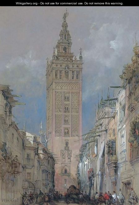 The Moorish tower at Seville, called the Giralda, Spain - David Roberts