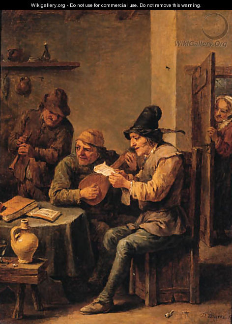 Boors making music in a tavern - David III Teniers