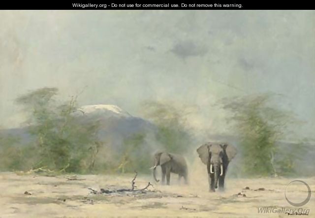 Elephants with Mount Kilimanjaro beyond - Thomas Hosmer Shepherd
