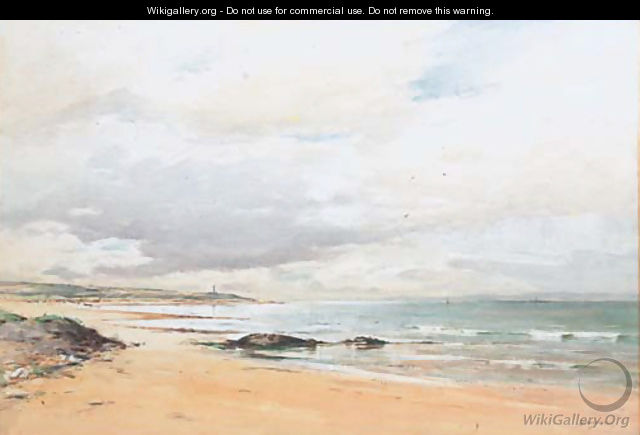 A coastal landscape with a lighthouse in the distance - David West