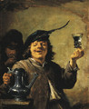 The Sense of Taste A man raising a glass, a man smoking behind - David III Teniers