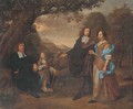 A group portrait of a family in a wooded landscape - Daniel Haringh