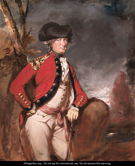 Portrait of Charles, 1st Marquis Cornwallis (1738-1805), three-quarter-length, in uniform, holding a cane in his left hand, in a landscape - Daniel Gardner