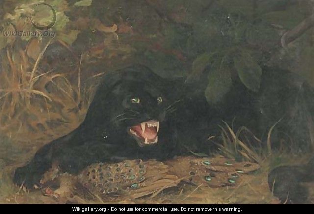 A panther guarding his kill - Cuthbert Edmund Swan