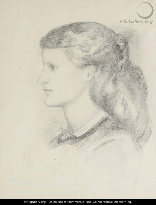 Portrait of Annie Miller, bust-length, in profile to left - Dante Gabriel Rossetti