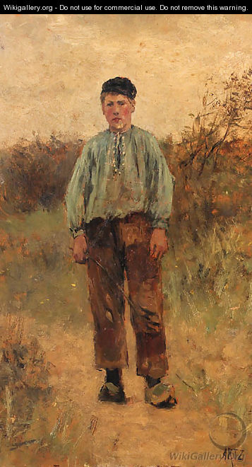 Portrait of a young cowherd - David Adolf Constant Artz