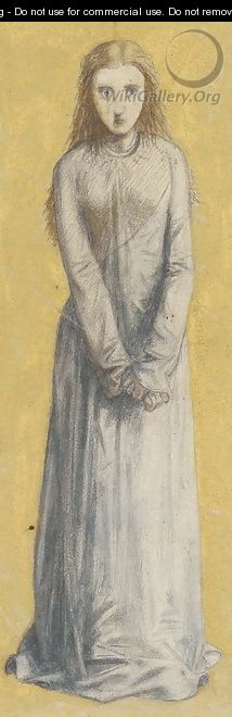 Study of a girl, her hands clasped, walking towards the spectator - Dante Gabriel Rossetti