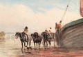 Unloading a boat on the Thames at low tide, London - David Cox